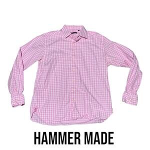 Hammer made pink gingham button down shirt Mens 43 17 l Xl
